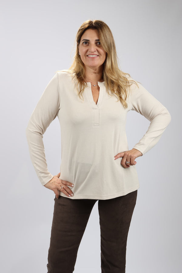 חולצת Shenav New לנשים מבד מיני וופל בגזרת A מתרחבת