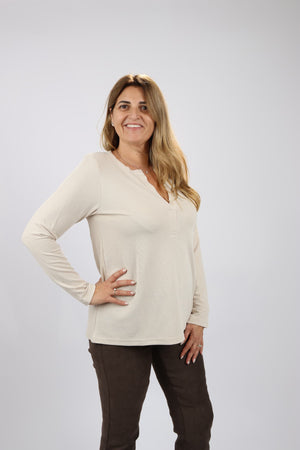 חולצת Shenav New לנשים מבד מיני וופל בגזרת A מתרחבת