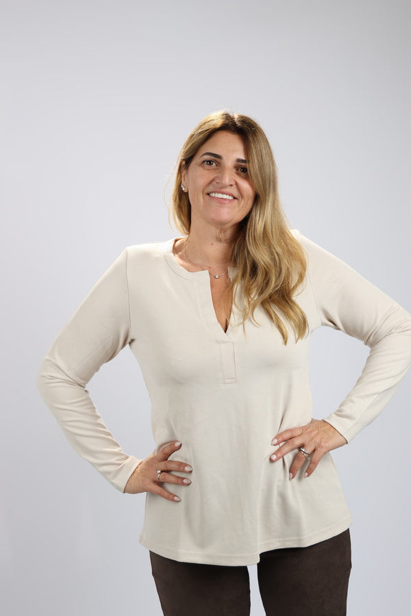 חולצת Shenav New לנשים מבד מיני וופל בגזרת A מתרחבת