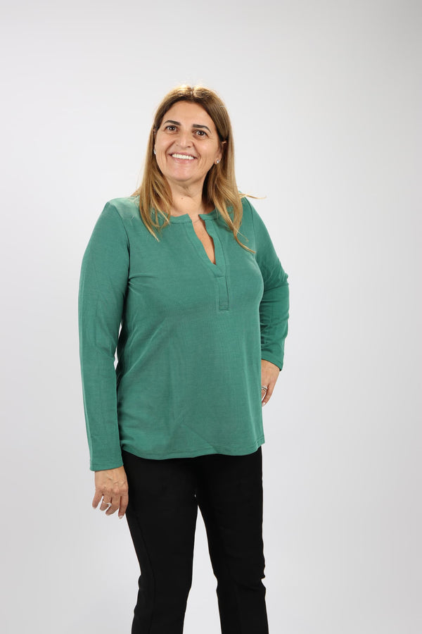 חולצת Shenav New לנשים מבד מיני וופל בגזרת A מתרחבת