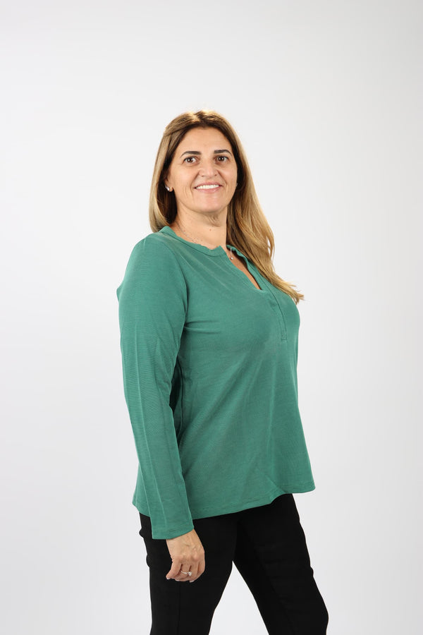 חולצת Shenav New לנשים מבד מיני וופל בגזרת A מתרחבת