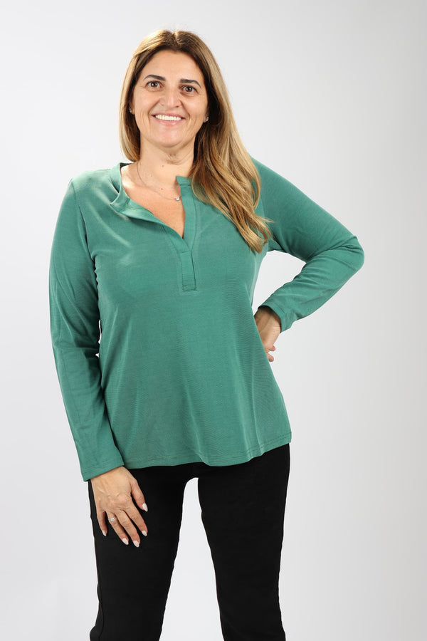 חולצת Shenav New לנשים מבד מיני וופל בגזרת A מתרחבת