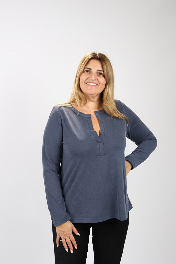 חולצת Shenav New לנשים מבד מיני וופל בגזרת A מתרחבת