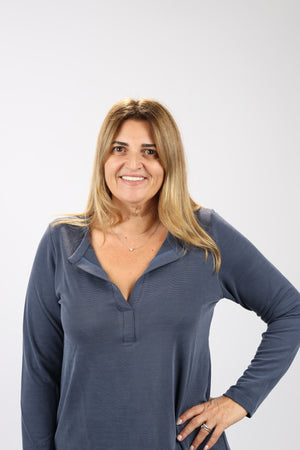 חולצת Shenav New לנשים מבד מיני וופל בגזרת A מתרחבת