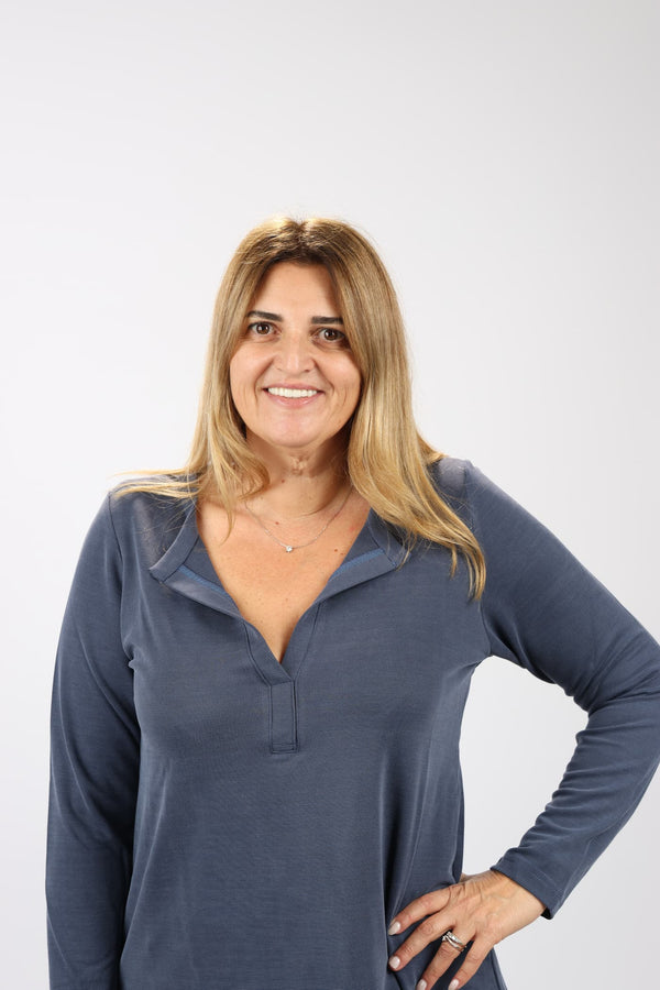 חולצת Shenav New לנשים מבד מיני וופל בגזרת A מתרחבת