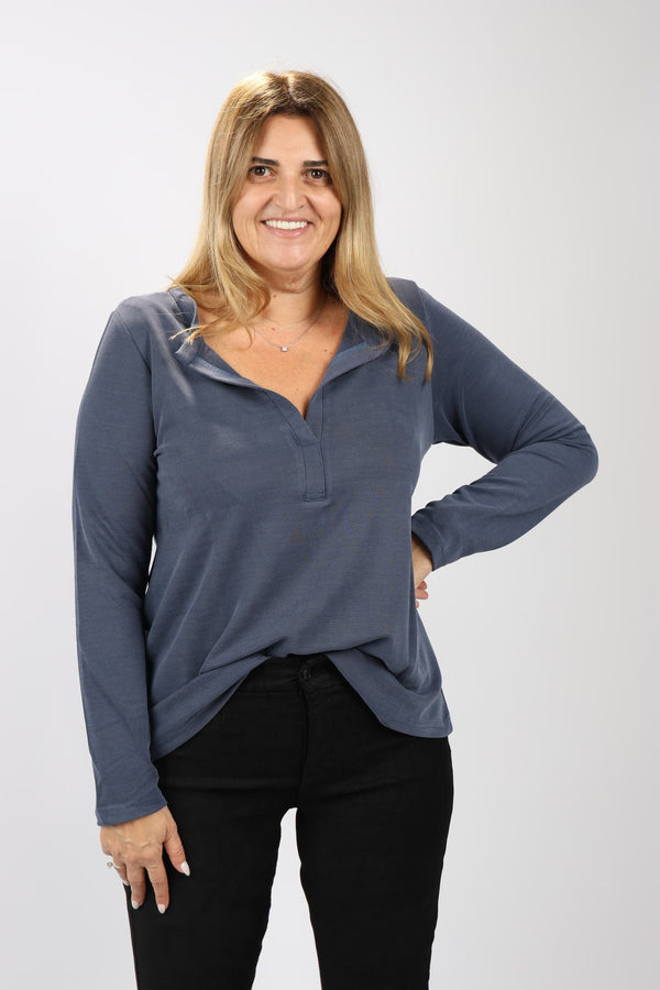 חולצת Shenav New לנשים מבד מיני וופל בגזרת A מתרחבת