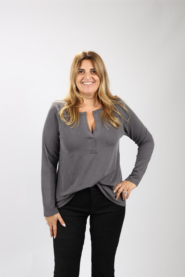 חולצת Shenav New לנשים מבד מיני וופל בגזרת A מתרחבת